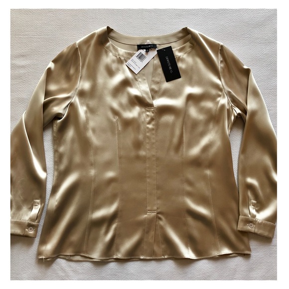LAFAYETTE 148 Gold Valerie Luxor Silk Blouse NWT - Picture 3 of 8